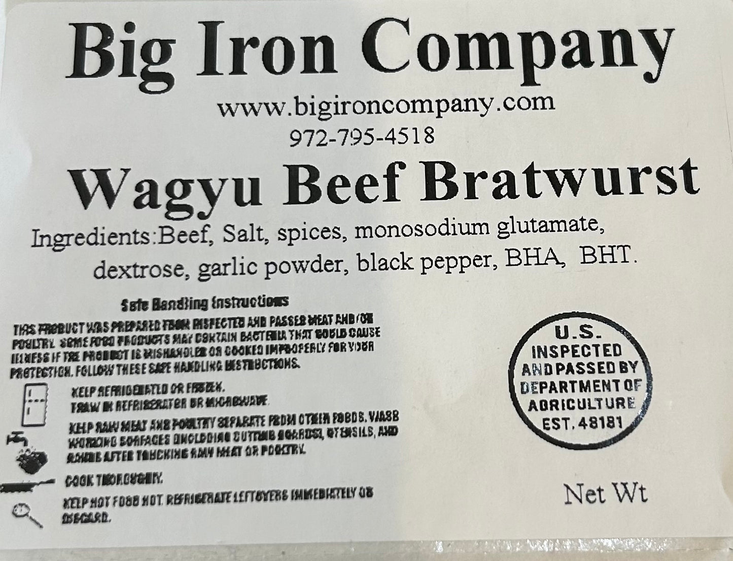 Wagyu Beef Bratwurst (30 lb Case)