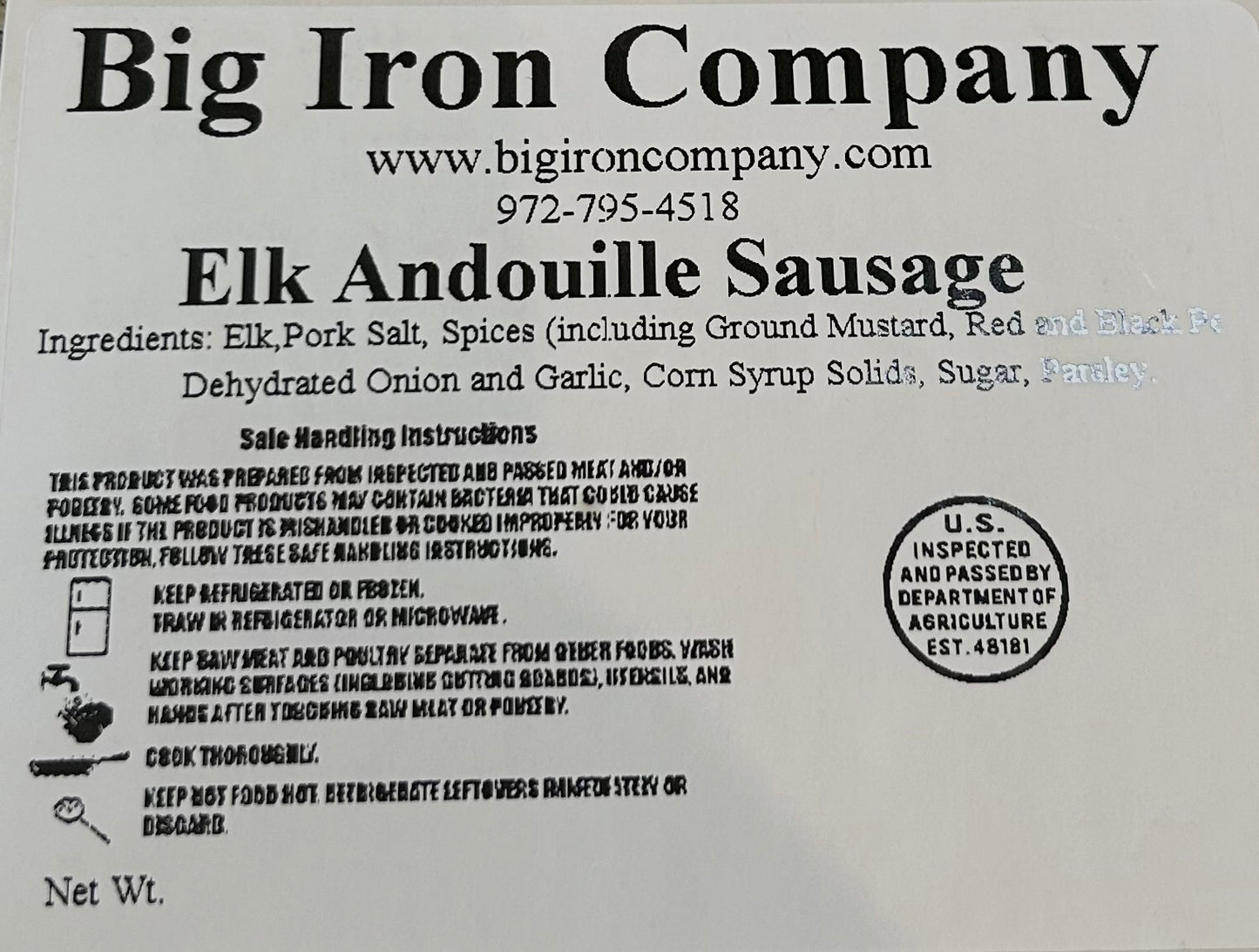 Elk Andouille Sausage (30 lb Case)