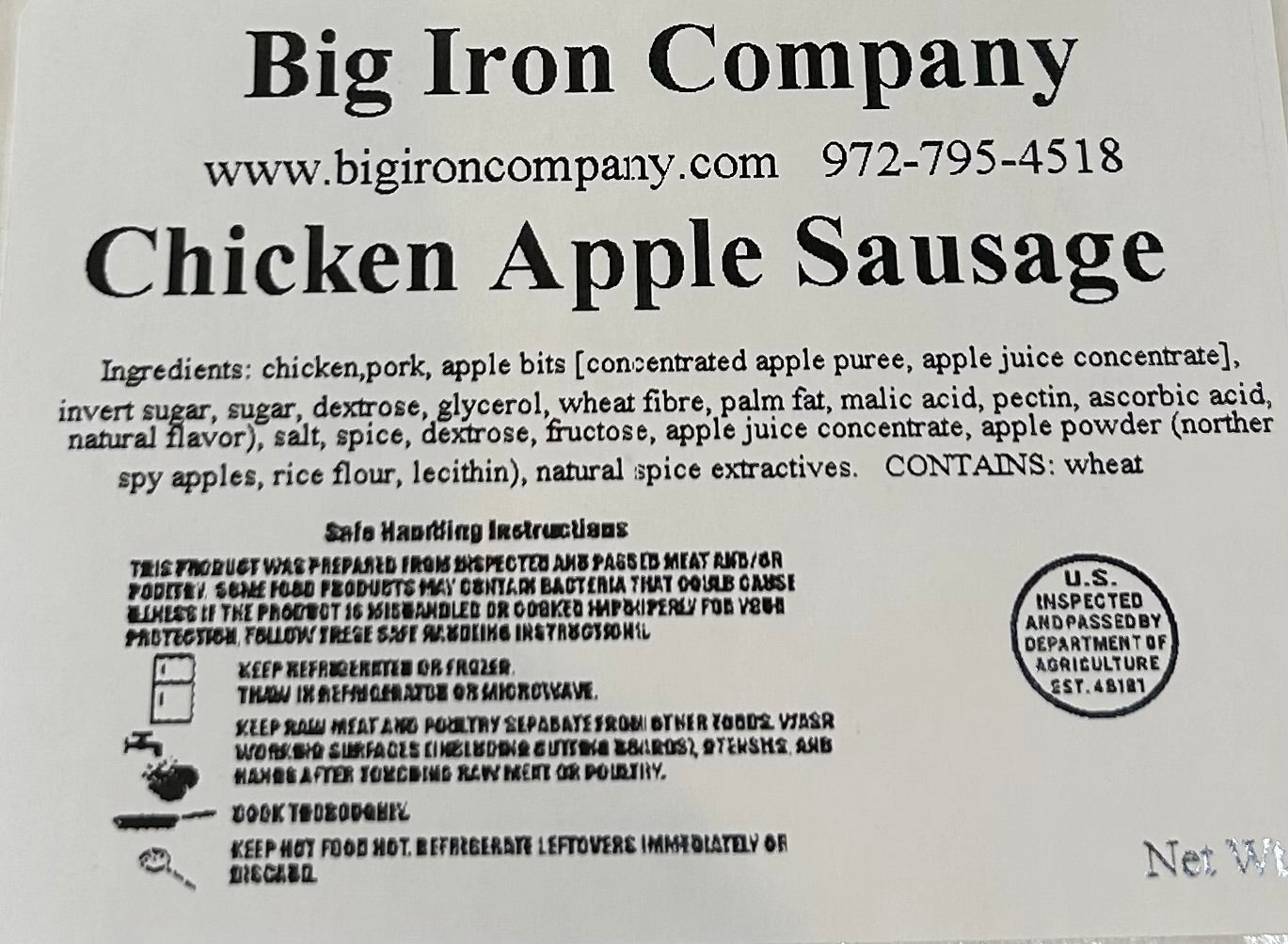 Chicken Apple Sausage (30 lb Case)